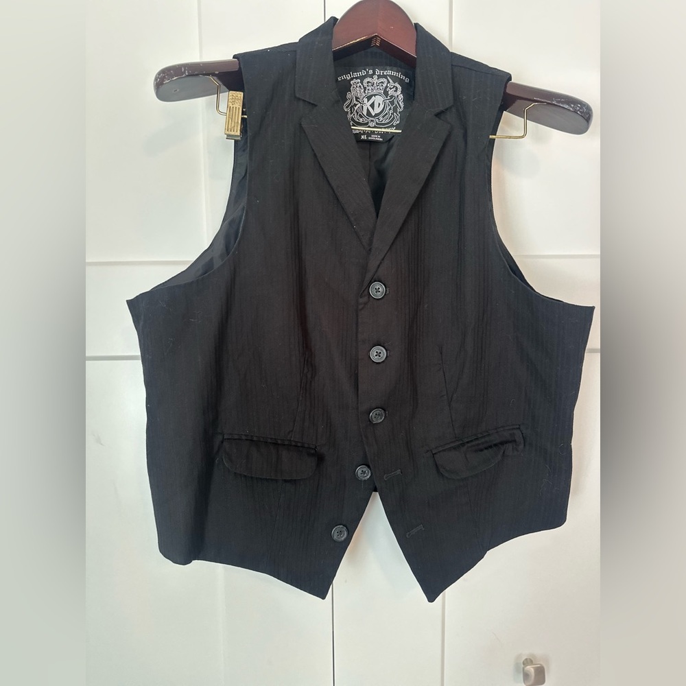 Keanan‎ Duffy England’s Dreaming Black Pinstripe Lined Vest Waistcoat